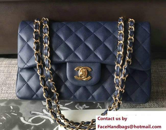 Chanel Caviar Leather Classic Flap New Small Bag A01113 Haze Blue/Gold 2018