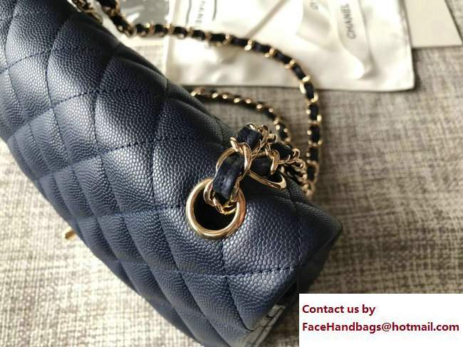 Chanel Caviar Leather Classic Flap New Small Bag A01113 Haze Blue/Gold 2018