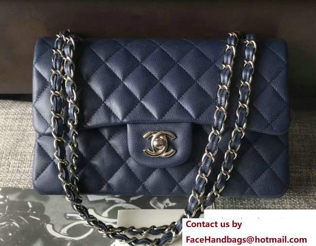 Chanel Caviar Leather Classic Flap New Small Bag A01113 Haze Blue/Silver 2018