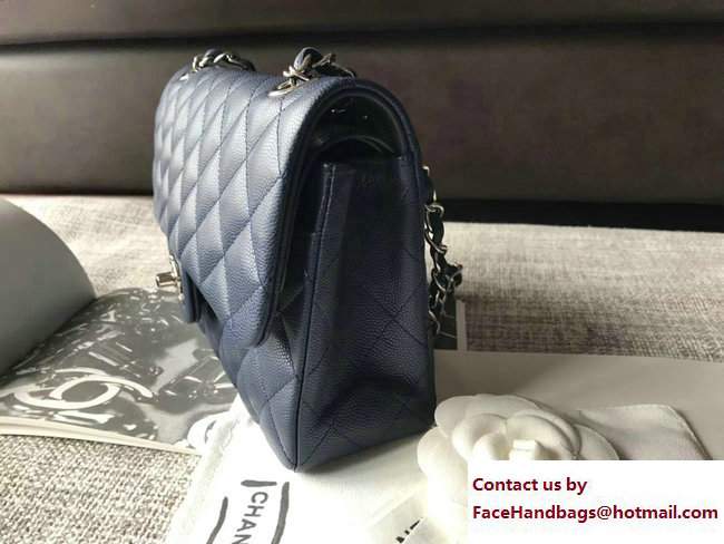 Chanel Caviar Leather Classic Flap New Small Bag A01113 Haze Blue/Silver 2018