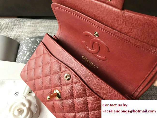 Chanel Caviar Leather Classic Flap New Small Bag A01113 Red/Gold 2018