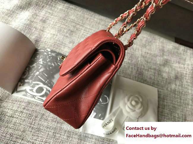 Chanel Caviar Leather Classic Flap New Small Bag A01113 Red/Gold 2018 - Click Image to Close