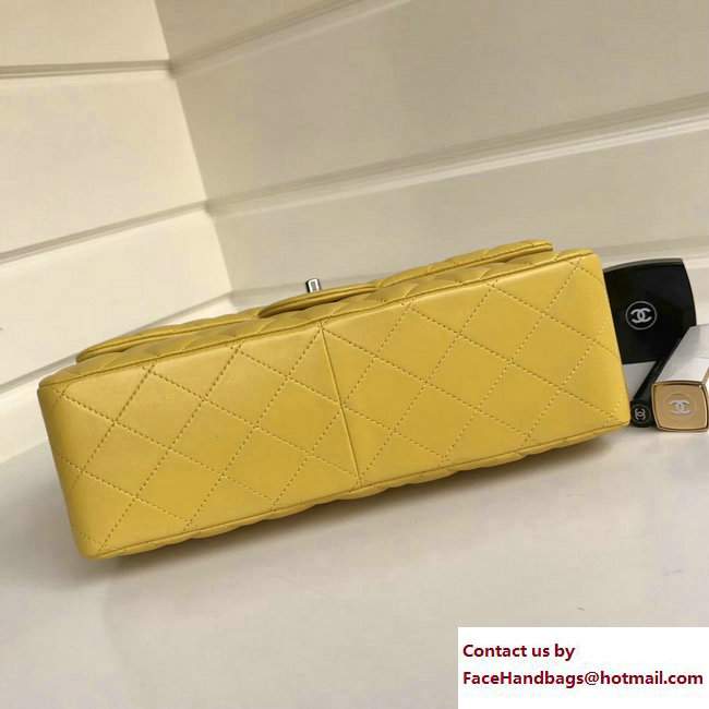 Chanel Classic Flap Bag A1113 in Lambskin Leather yellow with Silver Hardware
