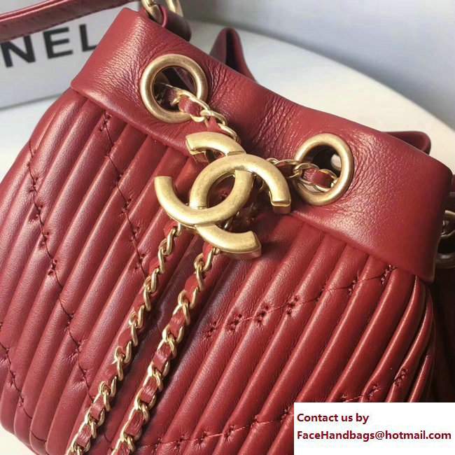 Chanel Coco Pleats Mini Drawstring Bag A91757 Burgundy Cruise 2018 - Click Image to Close