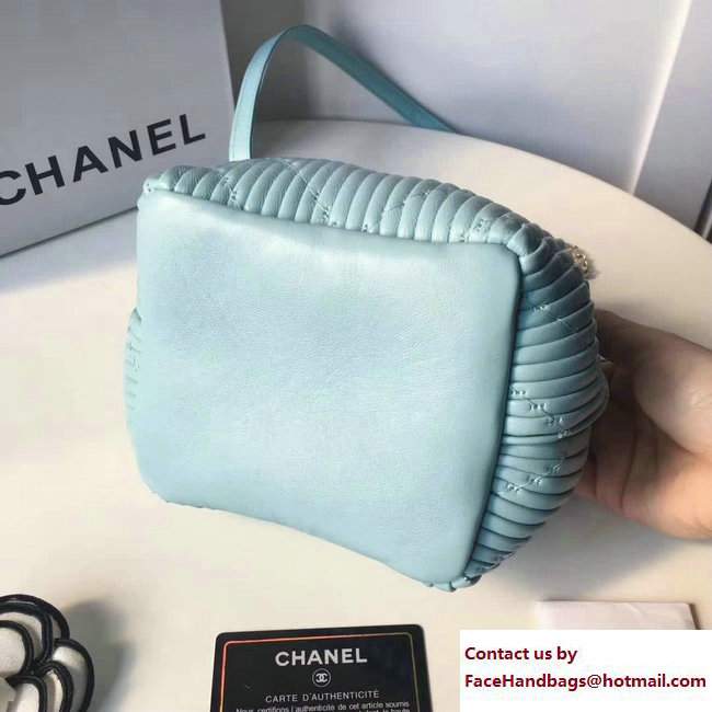Chanel Coco Pleats Mini Drawstring Bag A91757 Sky Blue Cruise 2018 - Click Image to Close