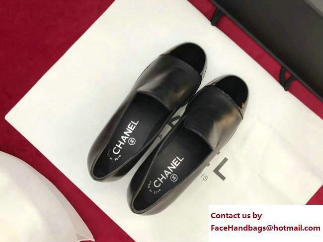 Chanel Embellished Heel 4cm Black Loafers Calfskin/Patent 2017