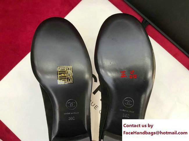 Chanel Embellished Heel 4cm Black Loafers Kidskin/Patent Calfskin 2017