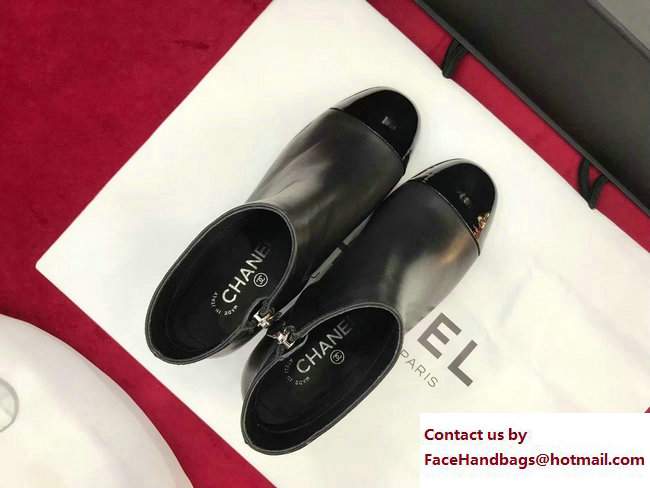 Chanel Embellished Heel 4cm Black Short Boots G33264 Calfskin/Patent 2017