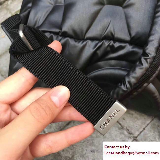 Chanel Embossed Nylon Doudoune Small Backpack Bag A91933 Black 2017