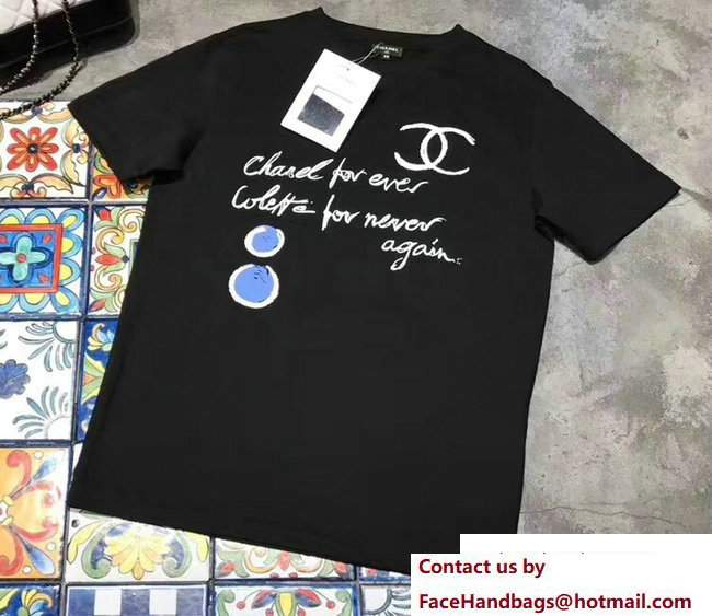 Chanel For Ever Colette For Never Again T-shirt Black 2018 - Click Image to Close