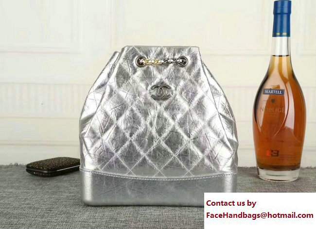 Chanel Gabrielle Backpack Bag A94485 silver 2017
