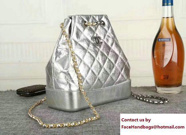 Chanel Gabrielle Backpack Bag A94485 silver 2017
