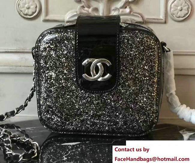 Chanel Glittered PVC and Patent Calfskin Evening On The Moon Camera Case Bag A91991 Black 2017