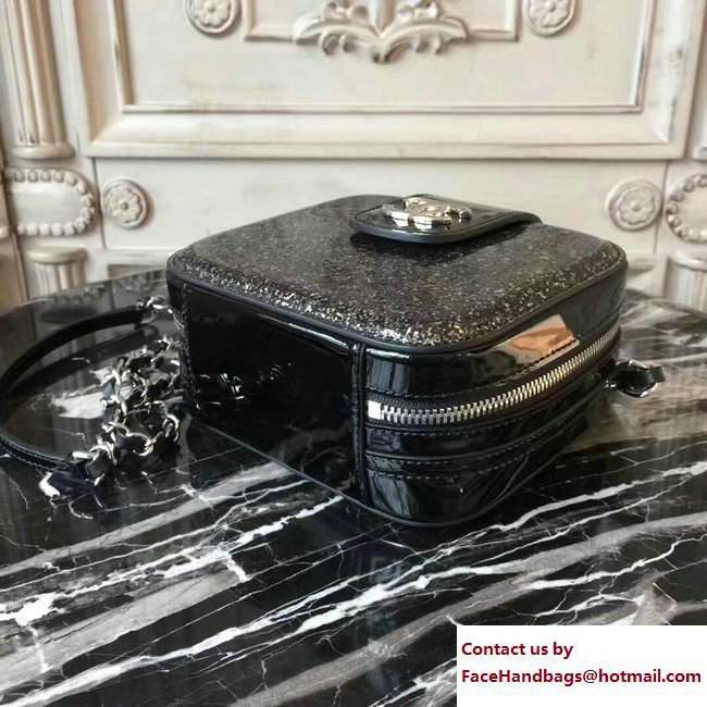Chanel Glittered PVC and Patent Calfskin Evening On The Moon Camera Case Bag A91991 Black 2017