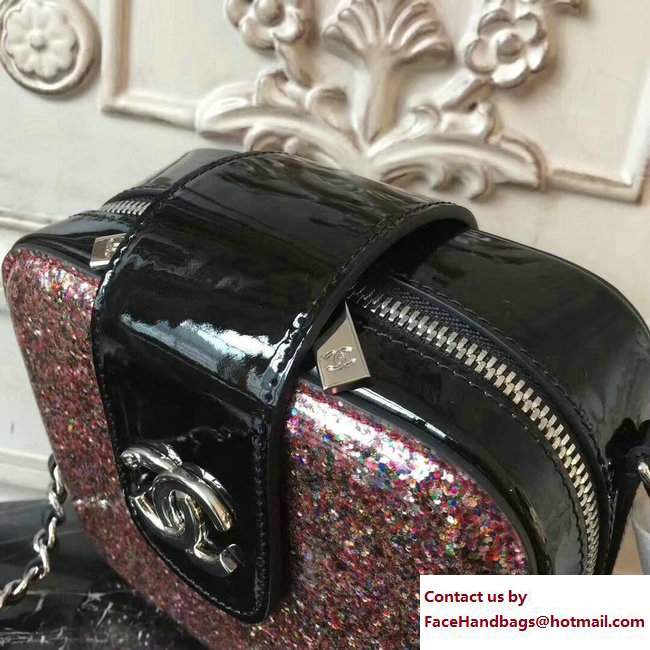 Chanel Glittered PVC and Patent Calfskin Evening On The Moon Camera Case Bag A91991 Multicolor/Black 2017