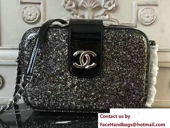 Chanel Glittered PVC and Patent Calfskin Evening On The Moon Camera Case Large Bag A91992 Black 2017 - Click Image to Close
