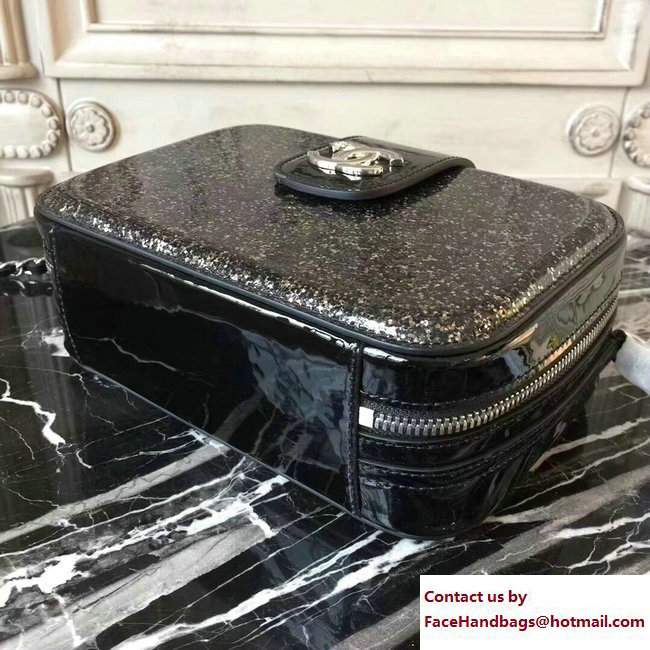Chanel Glittered PVC and Patent Calfskin Evening On The Moon Camera Case Large Bag A91992 Black 2017