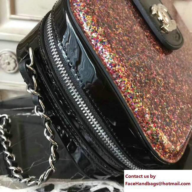 Chanel Glittered PVC and Patent Calfskin Evening On The Moon Camera Case Large Bag A91992 Multicolor/Black 2017