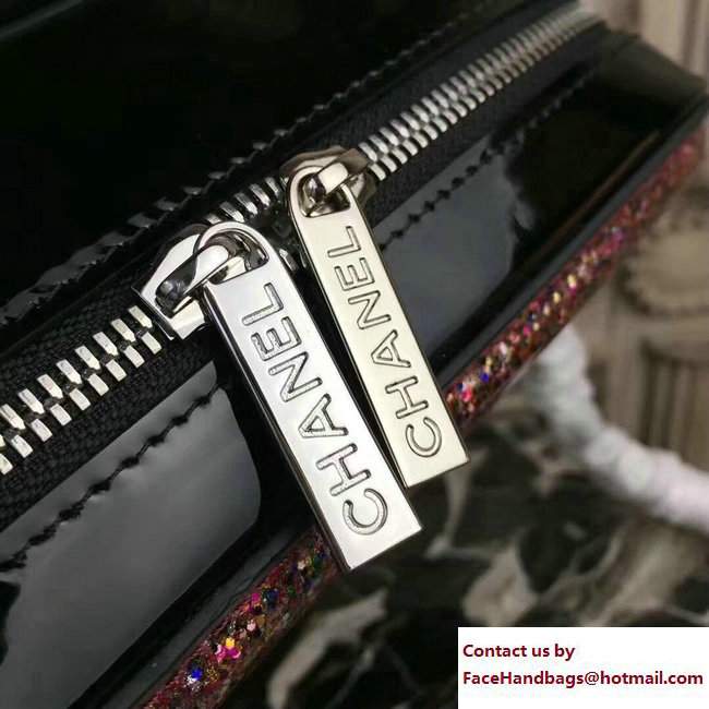 Chanel Glittered PVC and Patent Calfskin Evening On The Moon Camera Case Large Bag A91992 Multicolor/Black 2017
