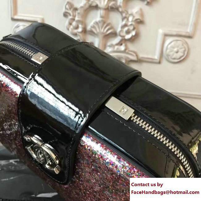 Chanel Glittered PVC and Patent Calfskin Evening On The Moon Camera Case Large Bag A91992 Multicolor/Black 2017 - Click Image to Close