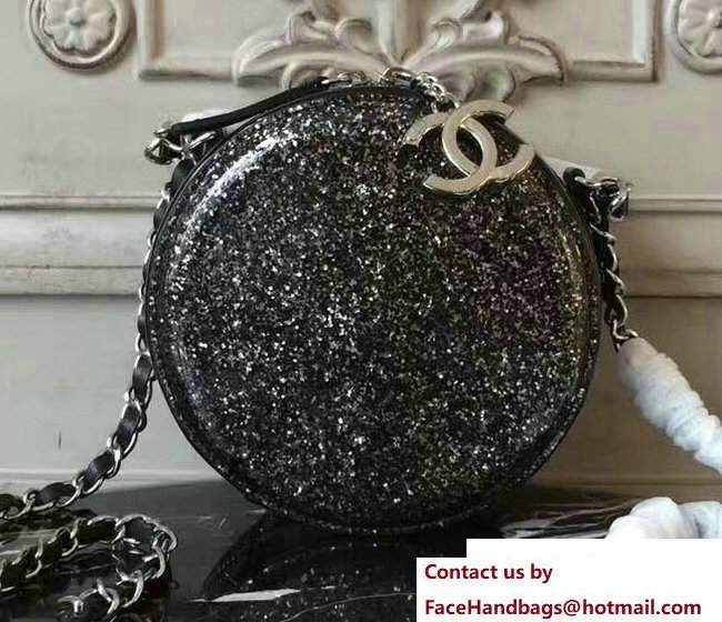 Chanel Glittered PVC and Patent Calfskin Evening On The Moon Evening Bag A91990 Black 2017