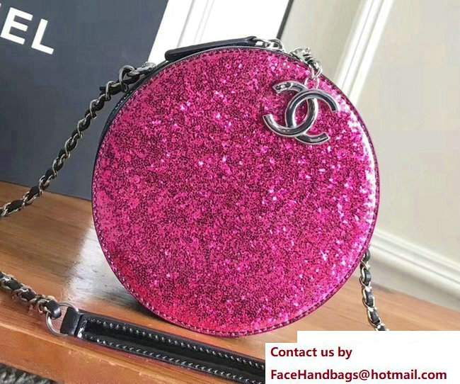 Chanel Glittered PVC and Patent Calfskin Evening On The Moon Evening Bag A91990 Fuchsia/Black 2017 - Click Image to Close
