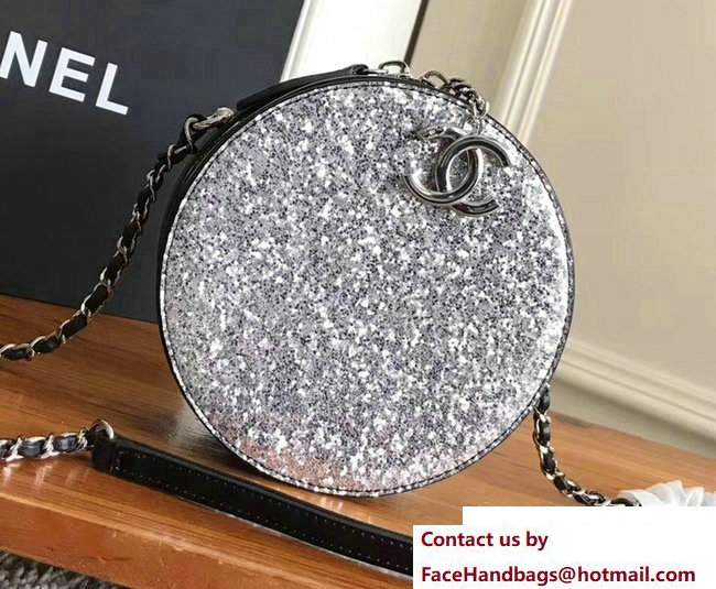 Chanel Glittered PVC and Patent Calfskin Evening On The Moon Evening Bag A91990 Silver/Black 2017