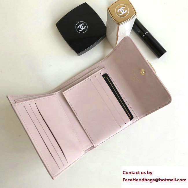 Chanel Gold-Tone Metal Boy Small Wallet A80734 Lambskin Light Pink 2017