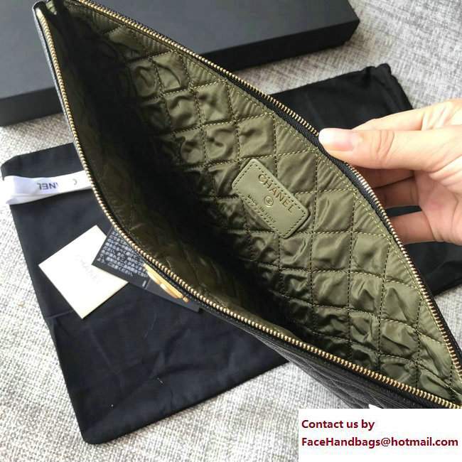 Chanel Grained Calfskin Boy Large Pouch Clutch Bag A80570 Black/Gold 2017 - Click Image to Close