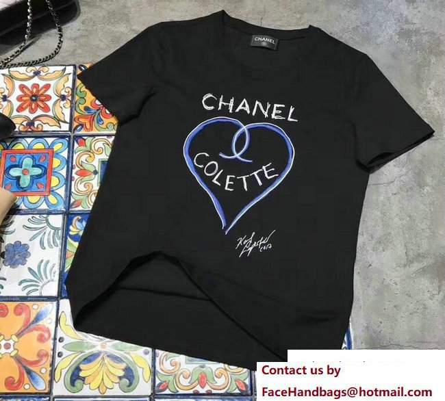 Chanel Heart Colette T-shirt Black 2018