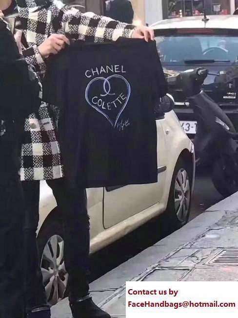 Chanel Heart Colette T-shirt Black 2018