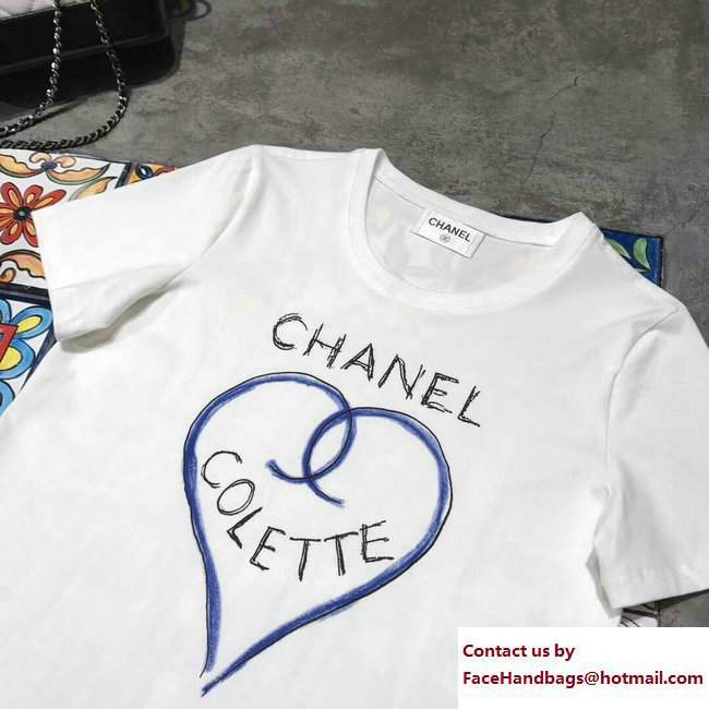 Chanel Heart Colette T-shirt White 2018 - Click Image to Close