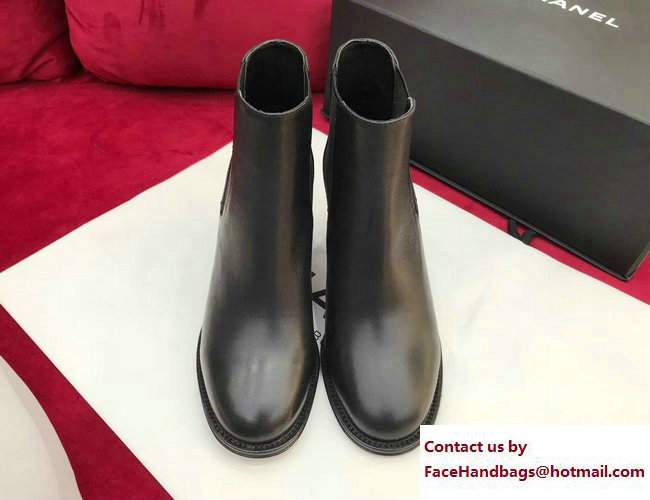Chanel Heel 6.5cm Glazed Calfskin Short Boots G33353 Black 2017