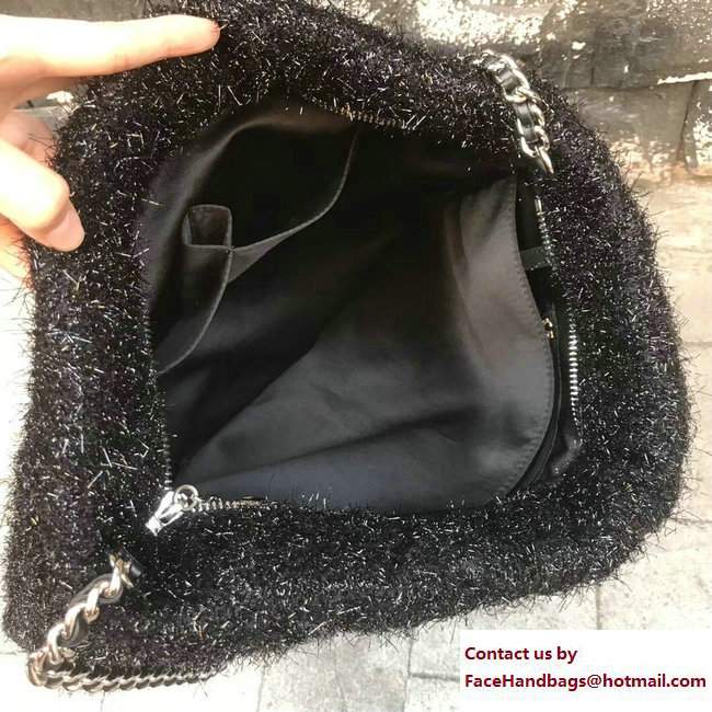 Chanel Knit Pluto Glitter Large Shopping Bag A91989 Black 2017