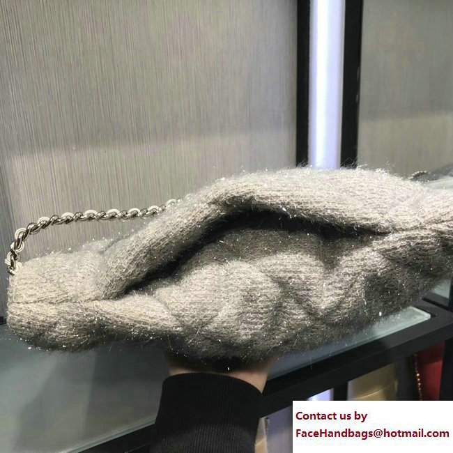 Chanel Knit Pluto Glitter Large Shopping Bag A91989 Silver 2017 - Click Image to Close
