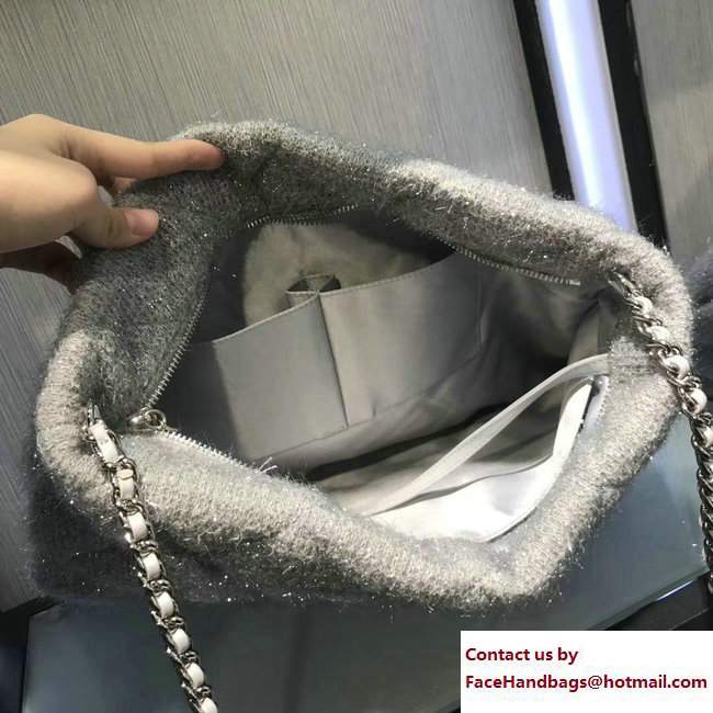 Chanel Knit Pluto Glitter Large Shopping Bag A91989 Silver 2017