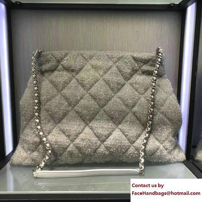 Chanel Knit Pluto Glitter Large Shopping Bag A91989 Silver 2017 - Click Image to Close