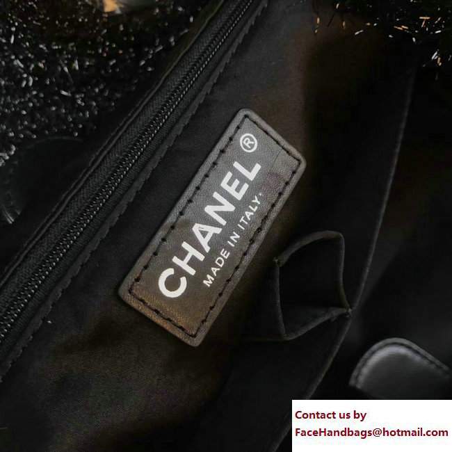 Chanel Knit Pluto Glitter Large Shopping Tote Bag A91988 Black 2017