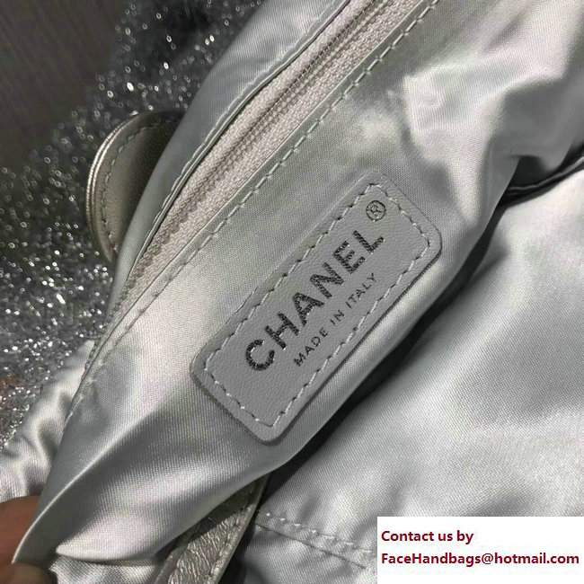 Chanel Knit Pluto Glitter Large Shopping Tote Bag A91988 Silver 2017