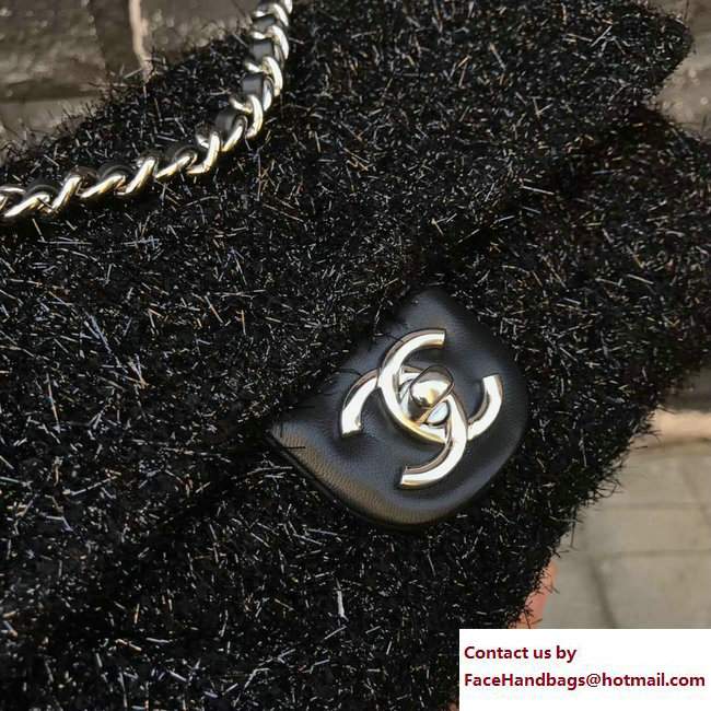 Chanel Knit Pluto Glitter Medium Flap Bag A91984 Black 2017