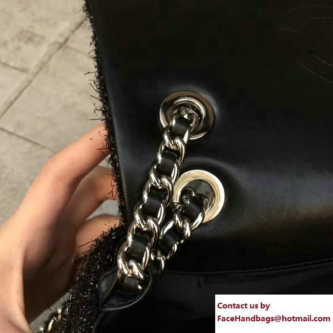 Chanel Knit Pluto Glitter Medium Flap Bag A91984 Black 2017 - Click Image to Close