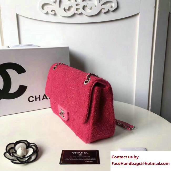 Chanel Knit Pluto Glitter Medium Flap Bag A91984 Fuchsia 2017