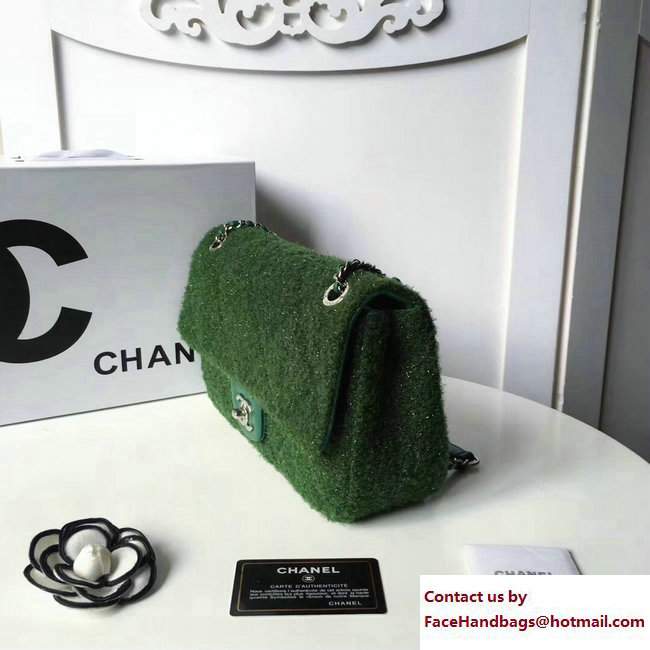 Chanel Knit Pluto Glitter Medium Flap Bag A91984 Green 2017 - Click Image to Close