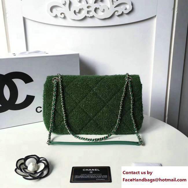 Chanel Knit Pluto Glitter Medium Flap Bag A91984 Green 2017