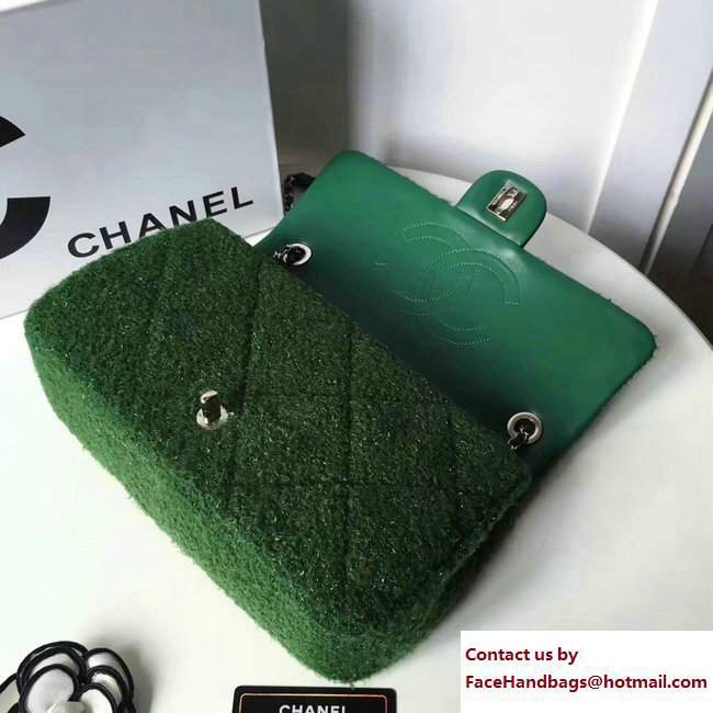 Chanel Knit Pluto Glitter Medium Flap Bag A91984 Green 2017 - Click Image to Close