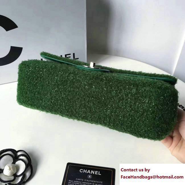 Chanel Knit Pluto Glitter Medium Flap Bag A91984 Green 2017