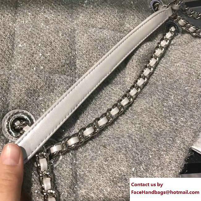 Chanel Knit Pluto Glitter Medium Flap Bag A91984 Silver 2017