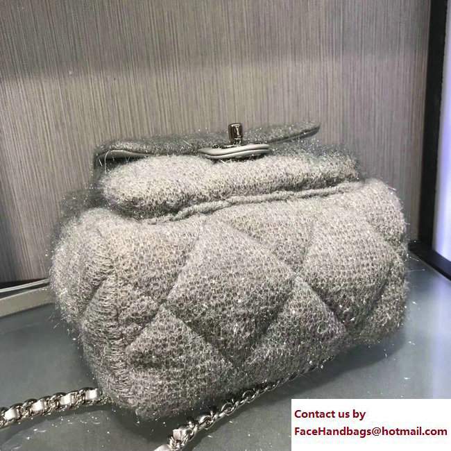 Chanel Knit Pluto Glitter Mini Backpack Bag Silver 2017