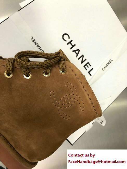 Chanel Lace-up Short Boots Suede Khaki Fall Winter 2017 - Click Image to Close