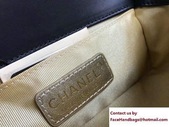 Chanel Lambskin/Resin Boy Handle Small Flap Bag Black 2017